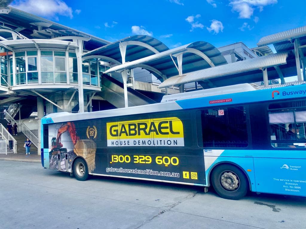 Gabrael House Demolition advertised on Sydney bus